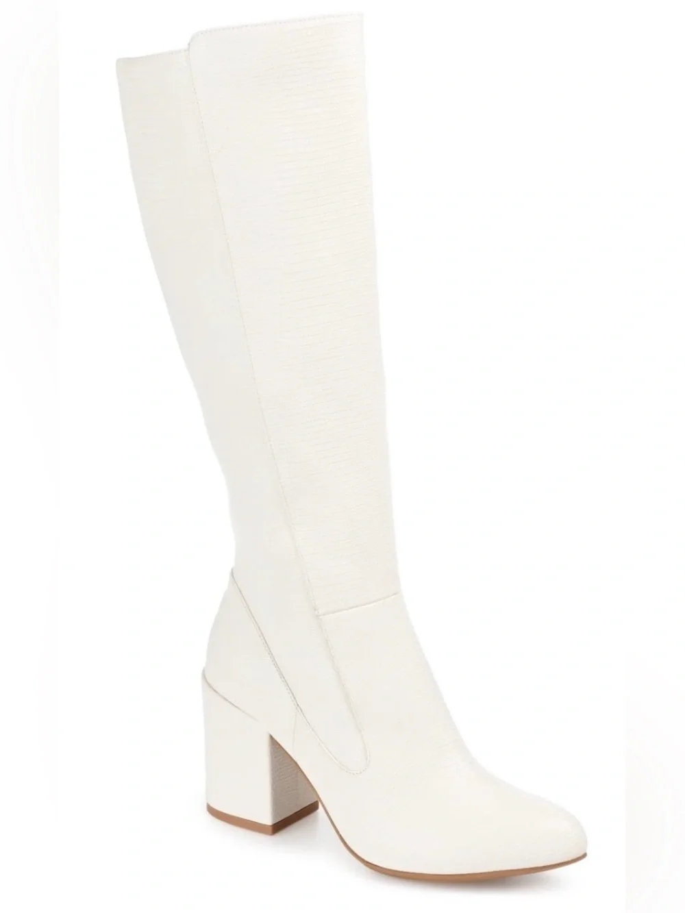 BRAND NEW Journee Collection Tavia Block Heel Knee High Boots White Size 10